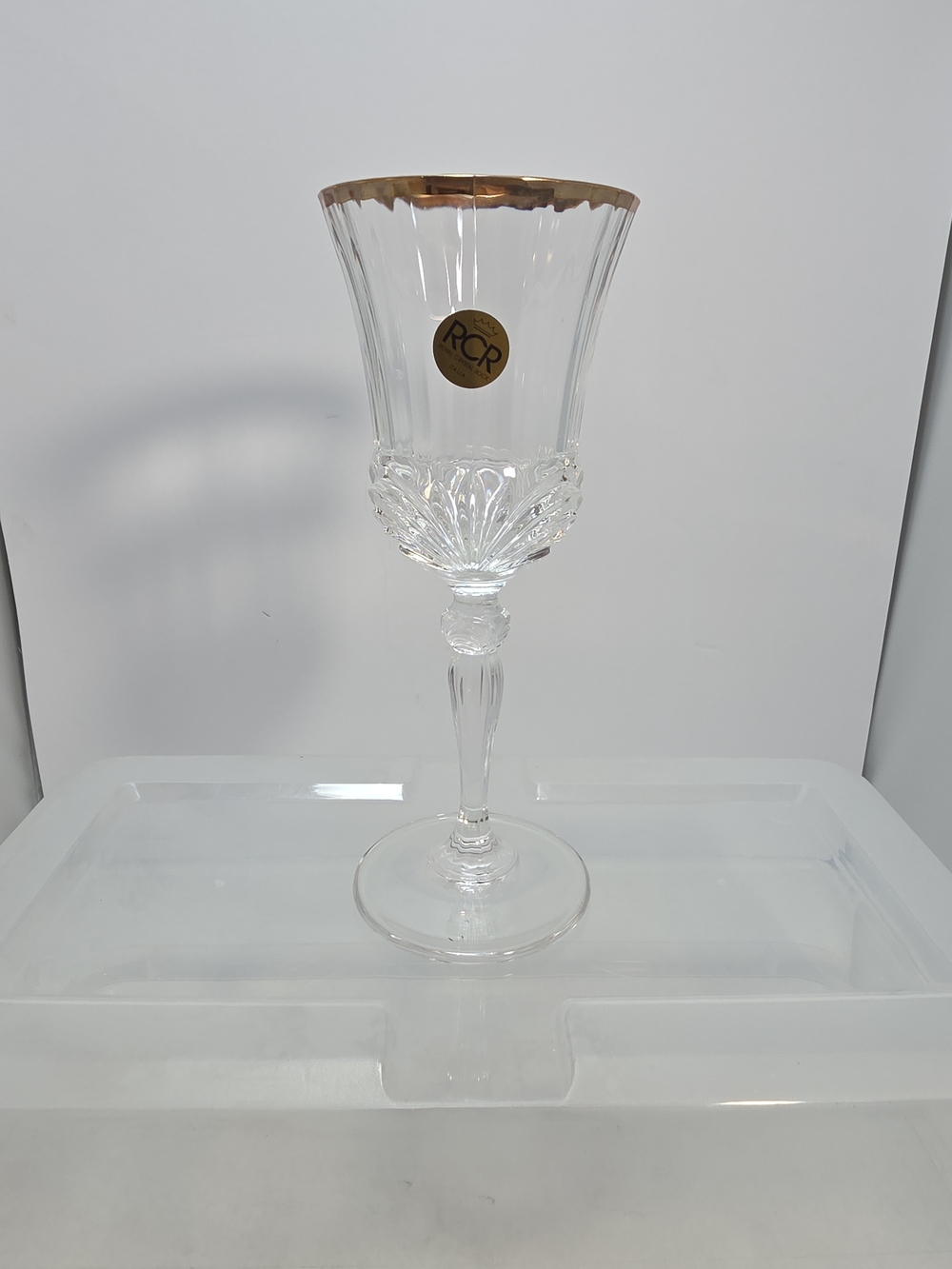 Vintage Royal Crystal Rock RCR Aurea Gold Trim Wine Glasses Lot Of 2 (#9)